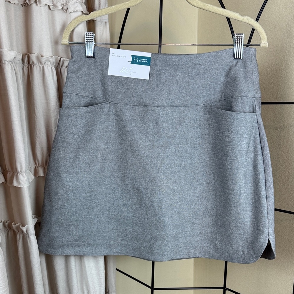 Lady Hagen Gray Pull On Skort Mini Skirt Tummy Control Size M NWT